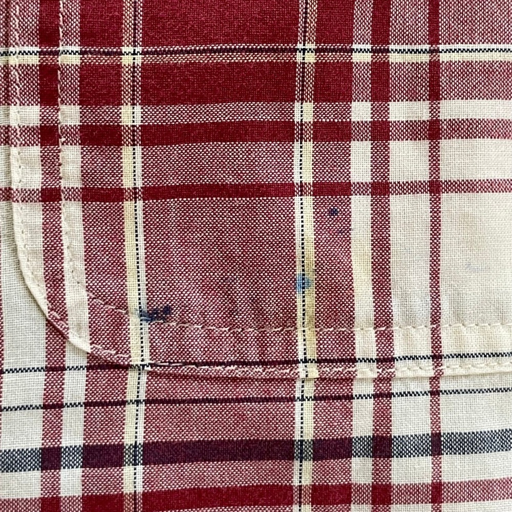 L.L. Bean Mens Large Short Sleeve Button Down Shirt Red Plaid Cotton 0G831 - Picture 3 of 12